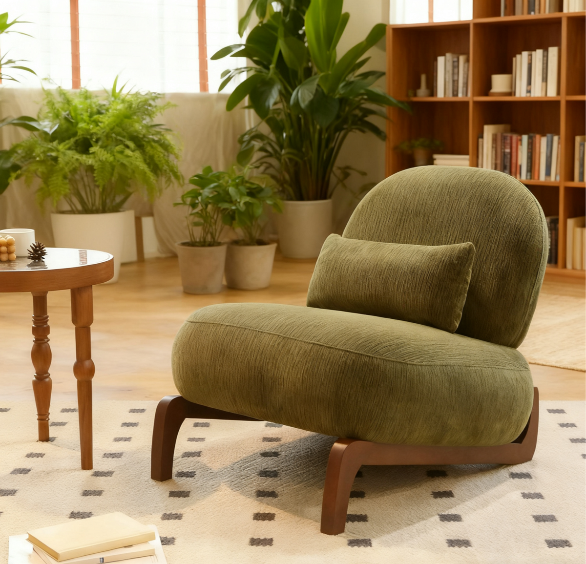 Velvet Armless Accent Chair — Green