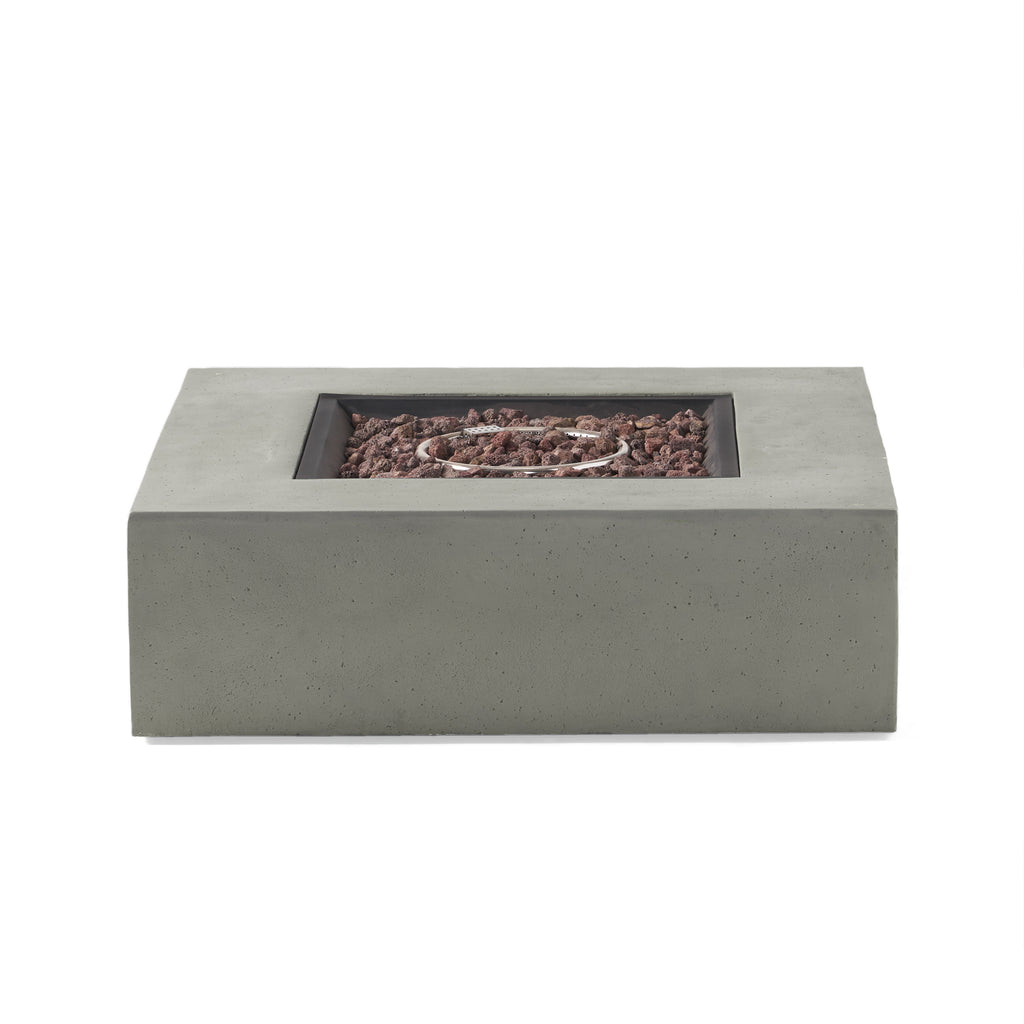 Contemporary Square Fire Pit Table — Light Gray