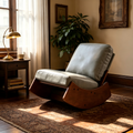 Upholstered Glider Chair — Blue Faux Leather