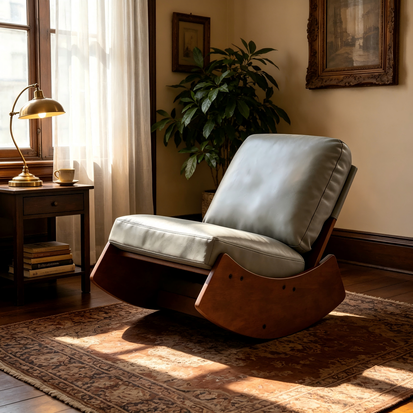 Comfortable Glider Rocking Chair, High-Quality Upholstery Glider Chair, Solid Wood Frame, Perfect for Multiple Settings Accent Reading Chair for Bedroom,Living Room