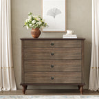 Antique Four-Drawer Chest — Deep Brown