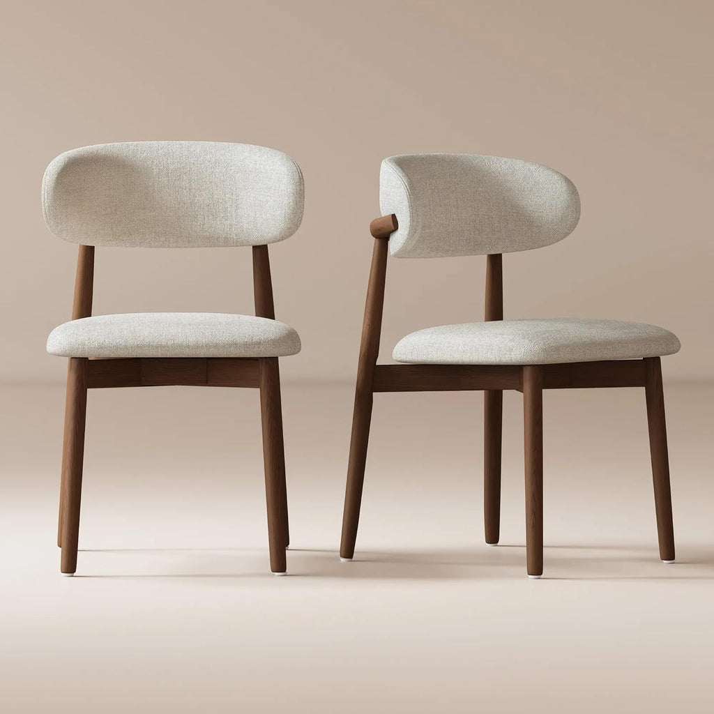 Japandi Ash Wood Dining Chairs — Walnut, Set of 2