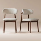 Japandi Ash Wood Dining Chairs — Walnut, Set of 2