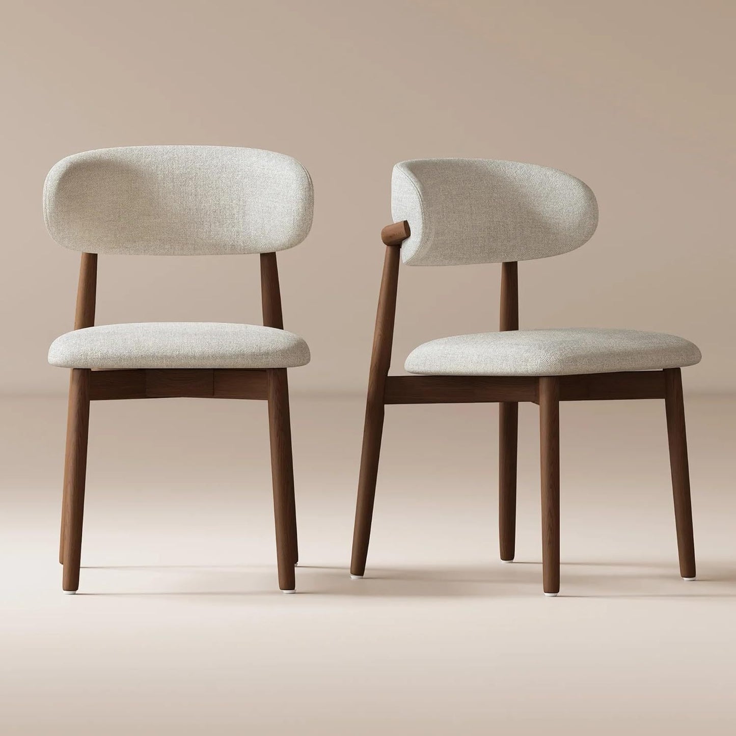 Solid Ash Wood Japandi Dining Chairs – Walnut (Set of 2)