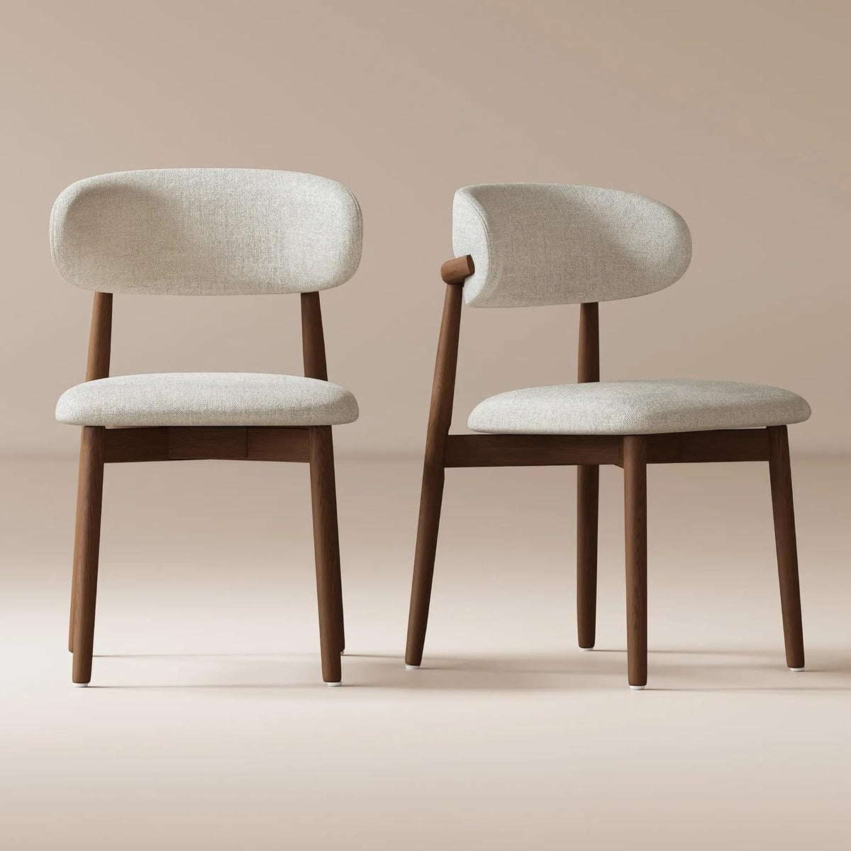 Japandi Ash Wood Dining Chairs — Walnut, Set of 2