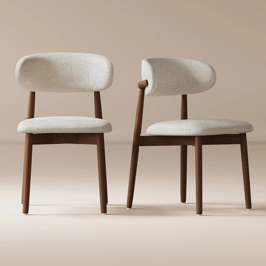 Solid Ash Wood Japandi Dining Chairs – Walnut (Set of 2)