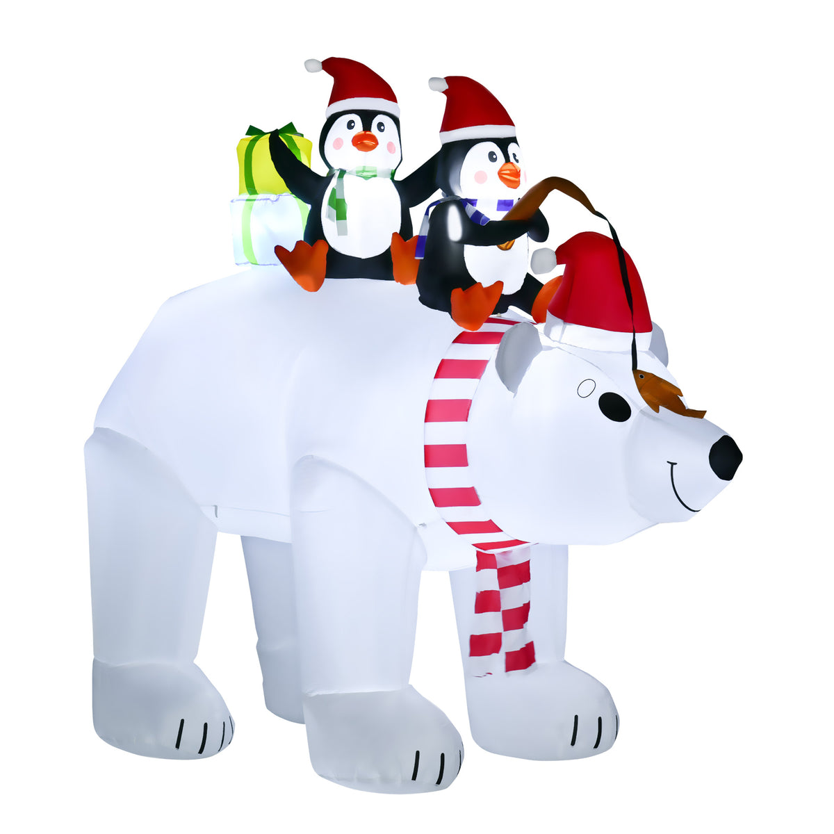 Inflatable Polar Bear & Penguins — 7 ft