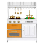 Wooden Play Kitchen with Sink & Stove — White