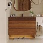 Floating Bathroom Vanity — 30", Dark Walnut