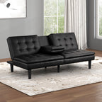 Tufted Futon Sofa Bed — Black