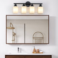 Modern 4-Light Vanity Light with Frosted Glass — 24", Black