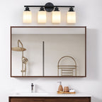 Modern 4-Light Vanity Light with Frosted Glass — 24", Black