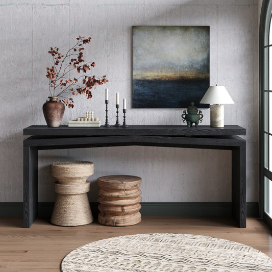 65" Rustic Solid Wood Console Table – Black