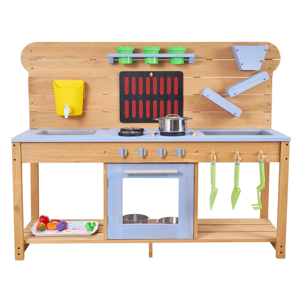 Outdoor Mud Kitchen with Double Sink — Natural