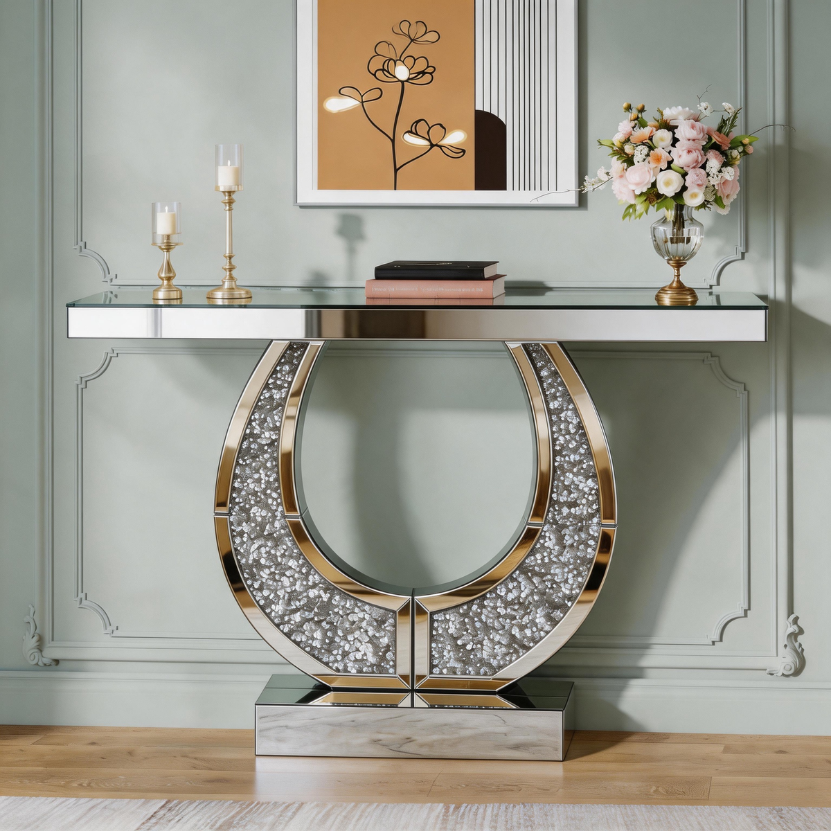 Mirrored Console Table — 45", Silver