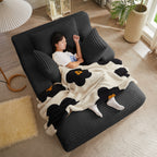 Oversized Corduroy Chaise Sofa — Black