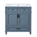 Retro Bathroom Vanity with Ceramic Sink — 30", Blue