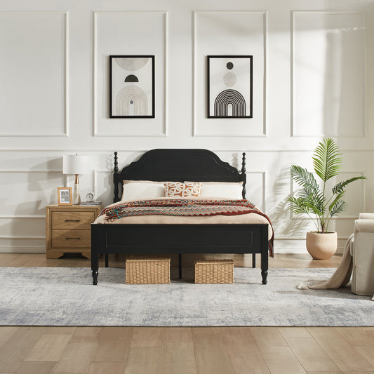 Black Velvet Queen Bed Frame — Padded Headboard