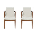 Mid-Century Dining Chairs — Beige Faux Leather, Set of 2