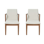 Mid-Century Dining Chairs — Beige Faux Leather, Set of 2