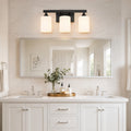 3-Light Vanity Light with Milk Glass — Matte Black