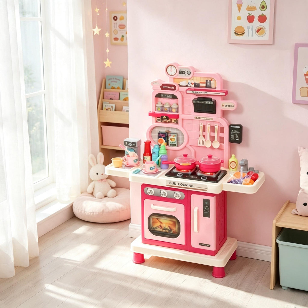 Mini Play Kitchen — Pink & White