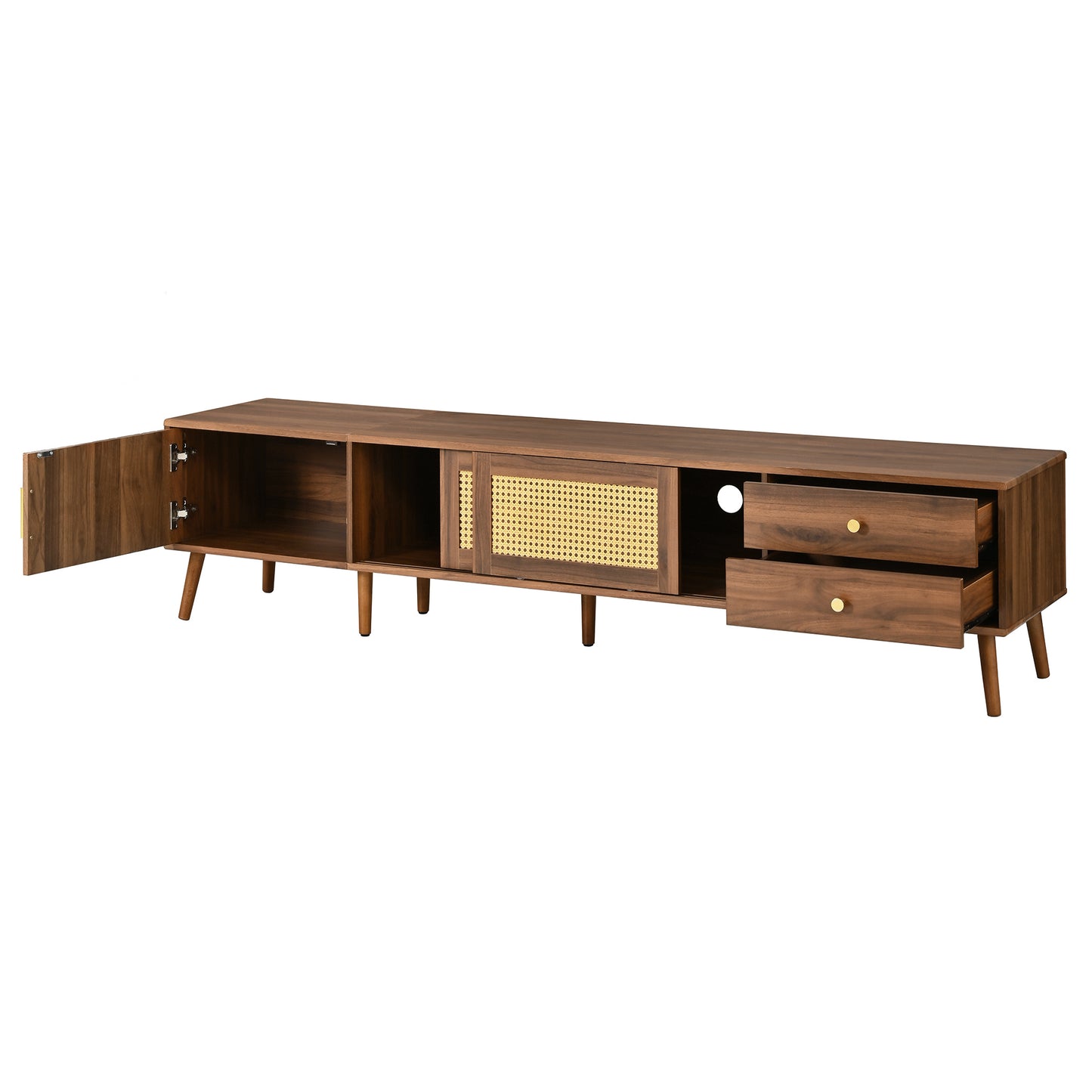 76" Modern Rattan Door TV Stand – Fits TVs Up to 85"