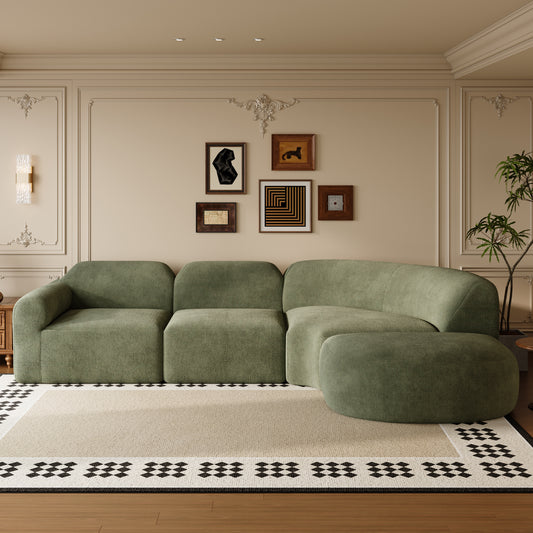 Curved Sectional Sofa with Ottoman — 3-Piece, 111"