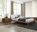 Wingback Bedroom Set — Queen, 3-Piece, Walnut & Beige