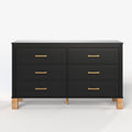 Six-Drawer Double Dresser — 47", Black