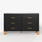 Six-Drawer Double Dresser — 47", Black