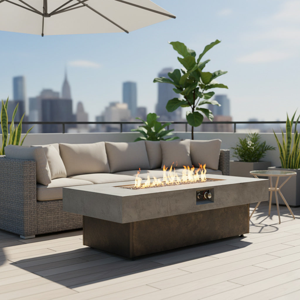 Adjustable-Height Propane Fire Pit Table — 56", 50,000 BTU