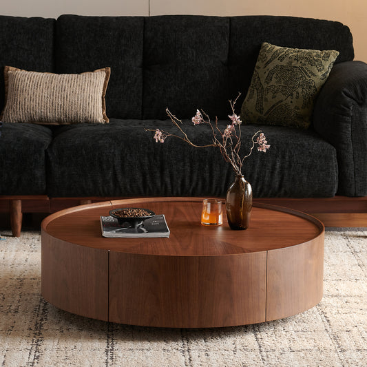 Reno Round Walnut Coffee Table — 35"