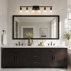 Large 6-Light Vanity Light with Clear Glass — Matte Black