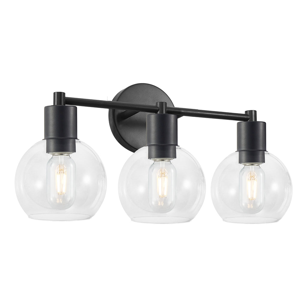 Industrial 3-Light Globe Vanity Light — Black