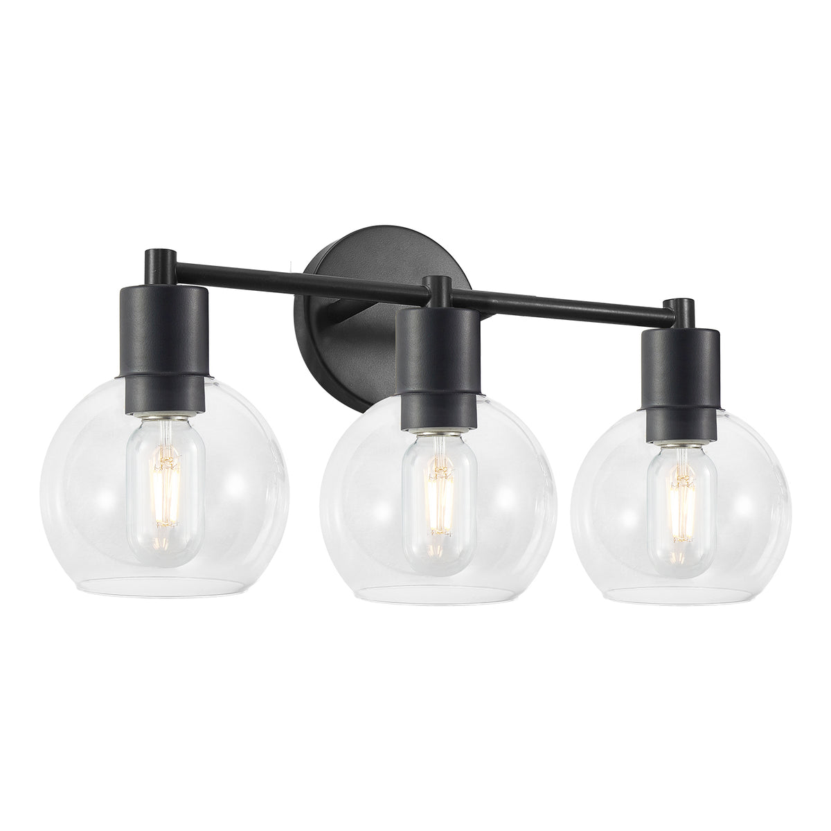 Industrial 3-Light Globe Vanity Light — Black