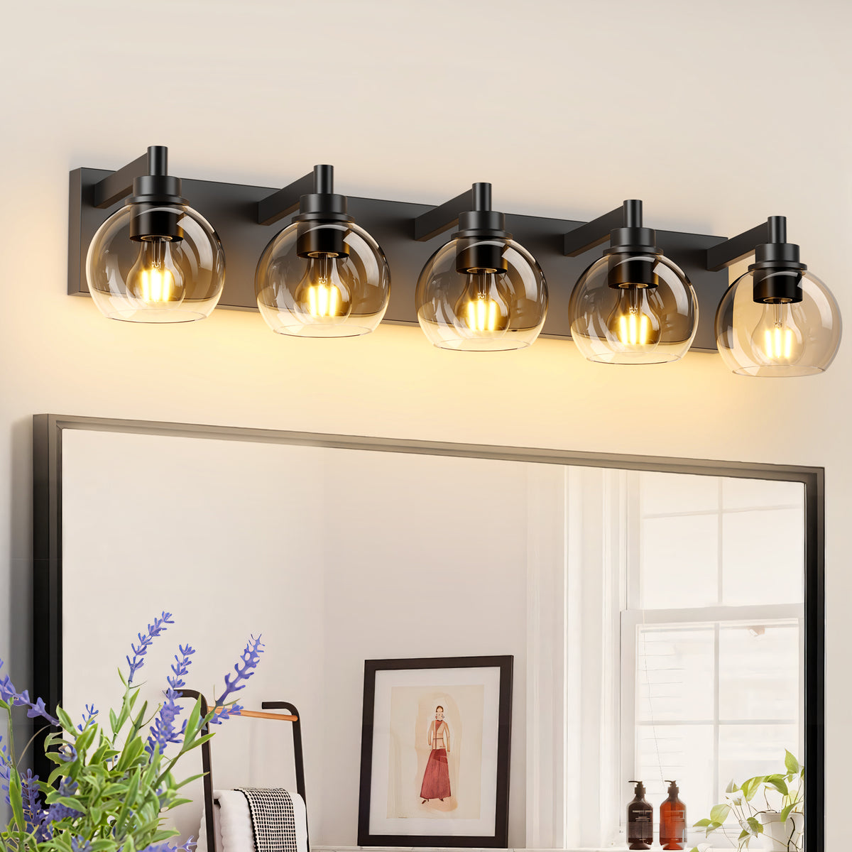 Globe 5-Light Vanity Light — Black
