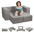 Kids Modular Play Couch — 4-Piece, Light Gray