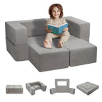 Kids Modular Play Couch — 4-Piece, Light Gray