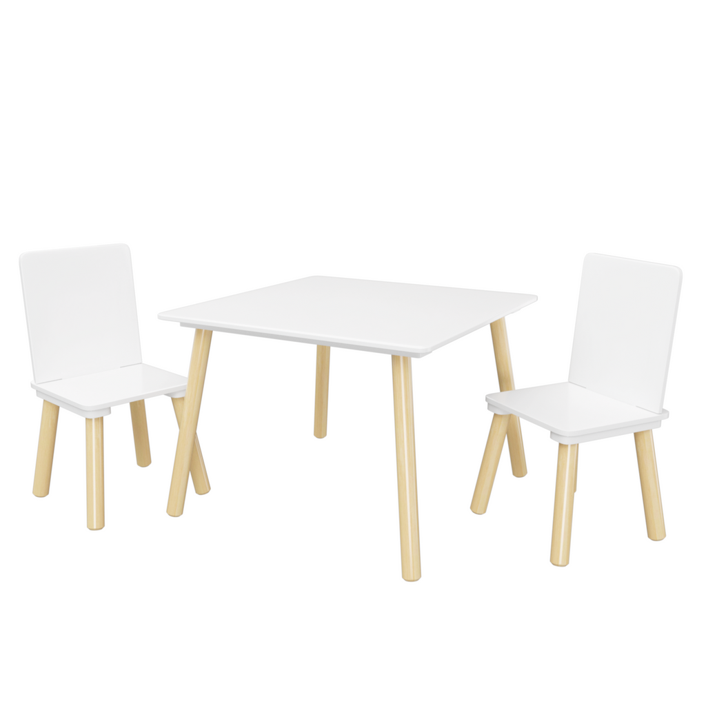 Kids Table & 2 Chairs — 3-Piece, White