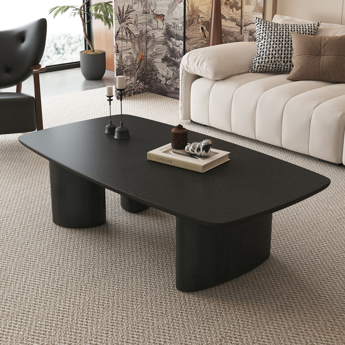 Rustic Coffee Table — 51", Black Ash