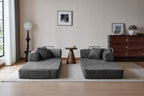 Convertible Floor Sofa — 79", Grey Corduroy