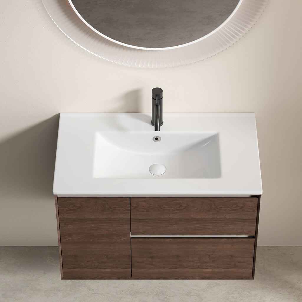 Ceramic Vanity Sink Top — 30", Glossy White