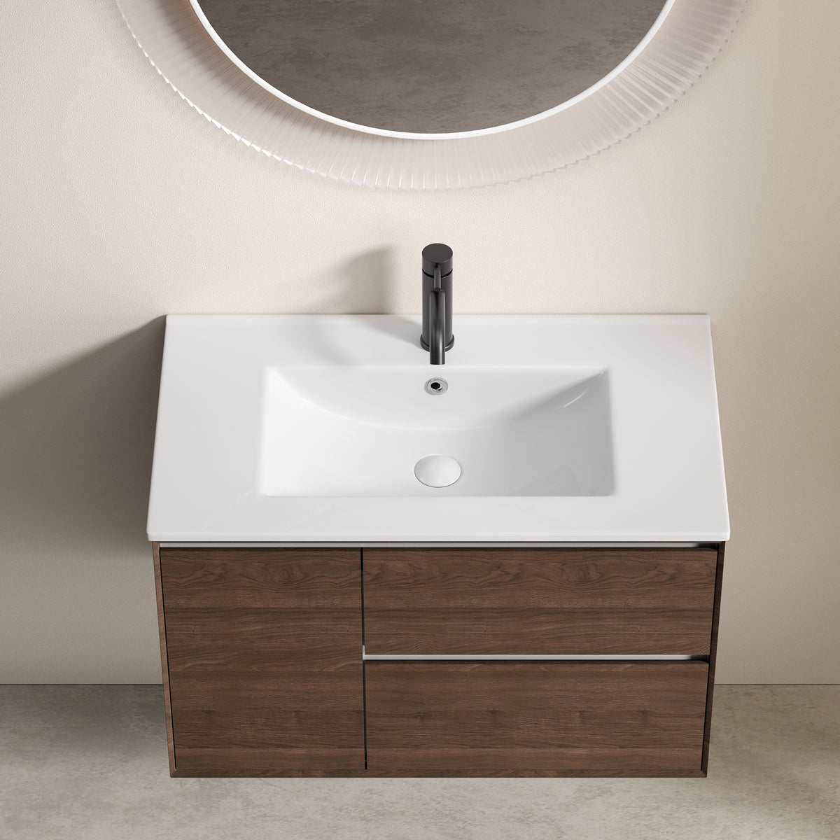 Ceramic Vanity Sink Top — 30", Glossy White