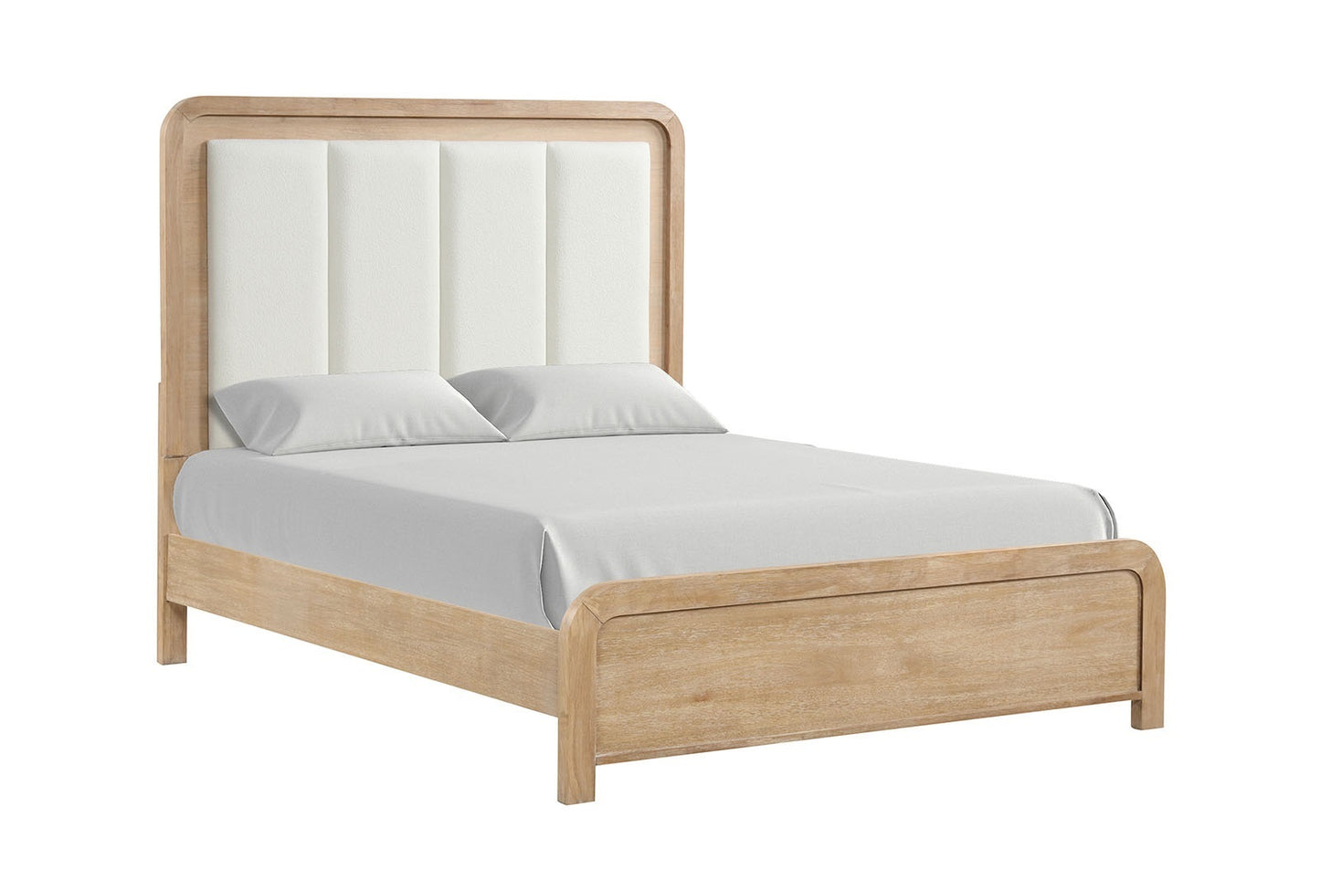 Eastern King Size Bed Channel Padded Headboard 1pc Panel Bed frame Natural Finish Transitional Style Bedroom Furniture