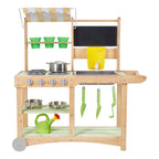Outdoor Mud Kitchen with Canopy & Wheels — Green
