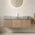 MURI Floating Bathroom Vanity with Stone Top — 48", Heidelberg Wood