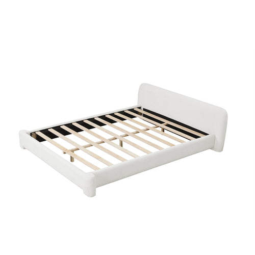 Boucle Upholstered Bed — Queen, White