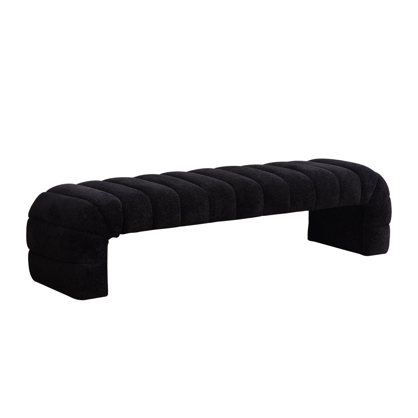 Channel Tufted Armless Bed Bench – Black Chenille