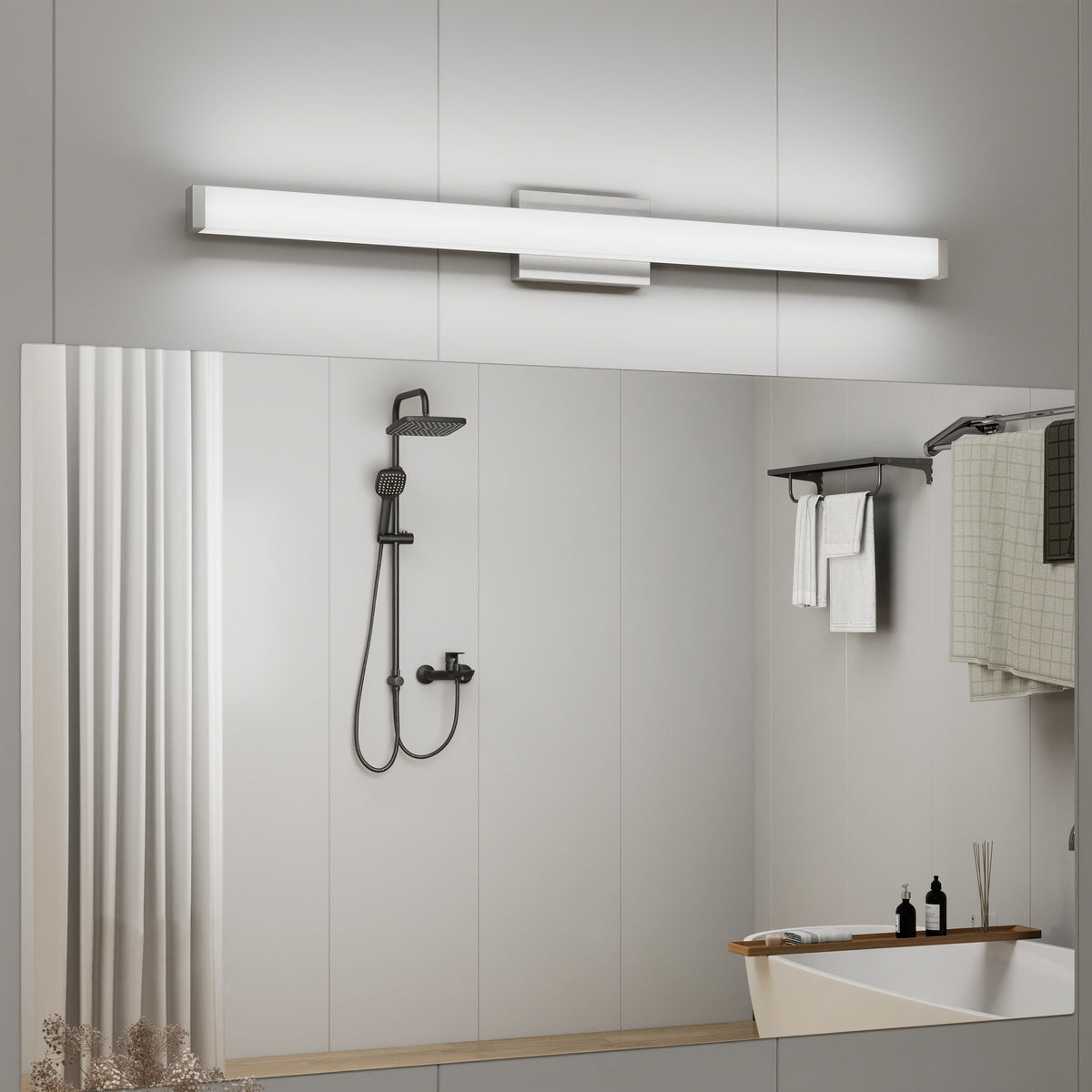 Square LED Vanity Light Bar — 41", Brushed Nickel